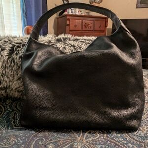 Elegant Black Leather Tote Bag